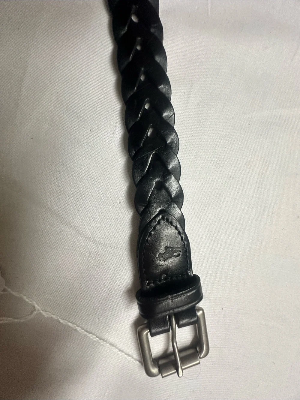 Polo by Ralph Lauren Black Leather Men’s Belt with Brushed Metal Buckle